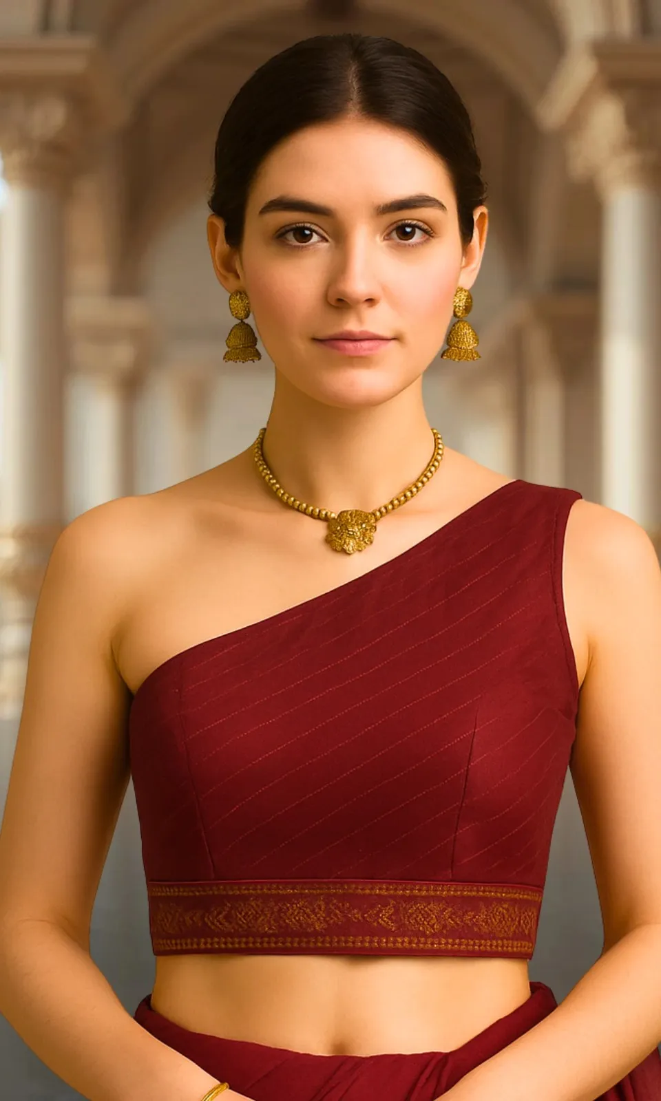 Red one-shoulder blouse for every party wear dress by xtichify