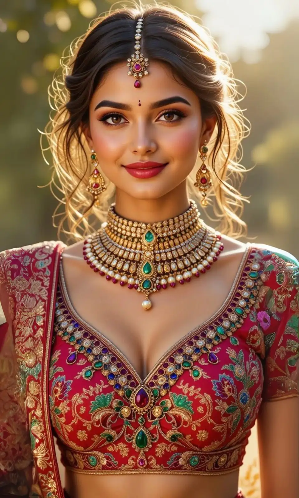 Heavy Embroidered Bridal V-Neck Blouse