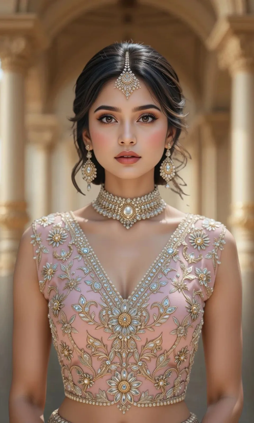 V-Neck Blouse with Floral Embroidery have a great chooice for wedding celebration