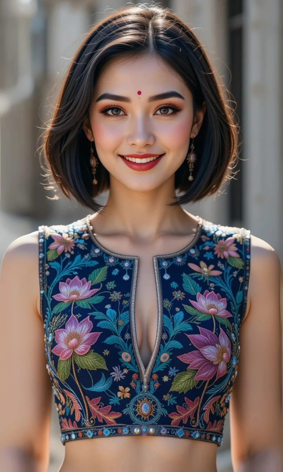 Front Keyhole Blouse with U-Neck Variation of work